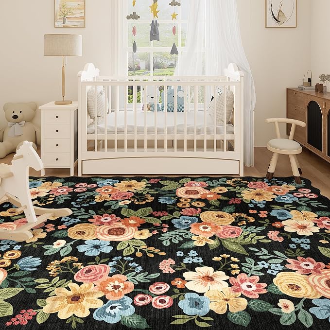 DUKINO 8x10 Area Rug for Living Room, Floral Washable Rug Non Slip, Low Pile - Image 7
