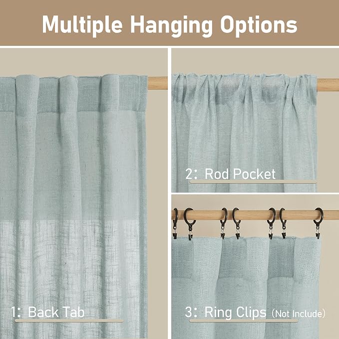 Short Kitchen Linen Curtains 24 Inch Length - Image 2