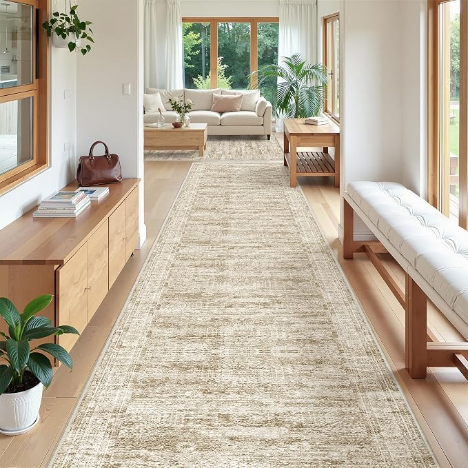 3x18 Runner Rug Non Slip, Washable Hallway Runner Rug, Living Room, Dining Room by Restydon