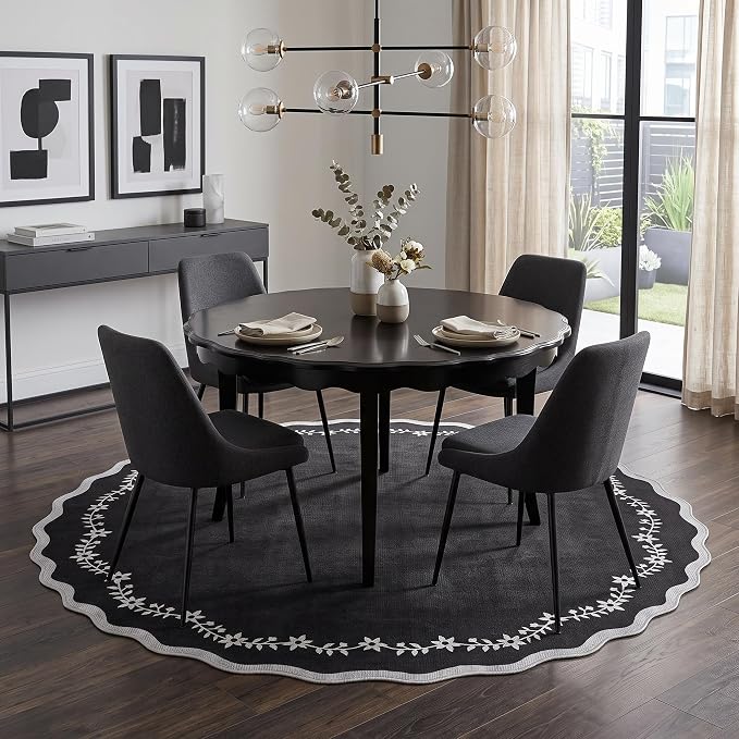 GarveeHome Round Rugs 6ft Scalloped Washable Circle Rug - Image 3
