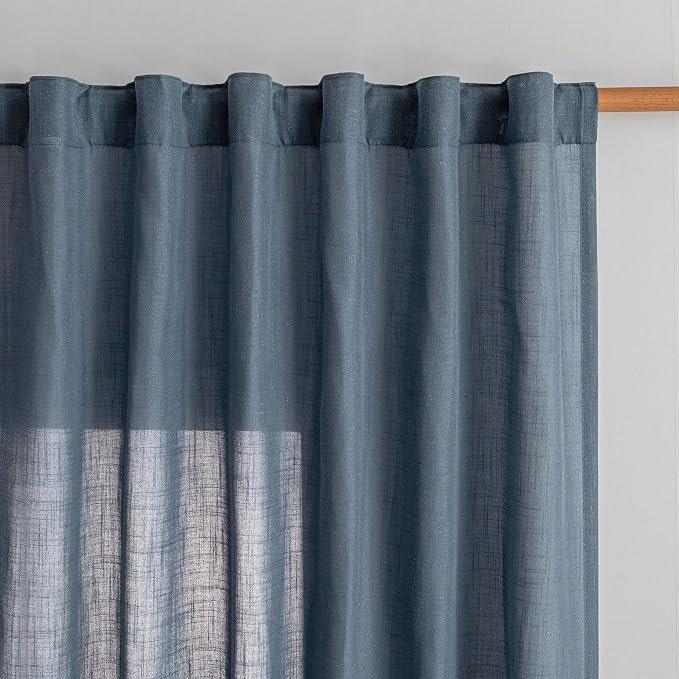 MYSKY HOME 72 Inches Long Semi Sheer Curtains Light Filtering Window Drapes - Image 9