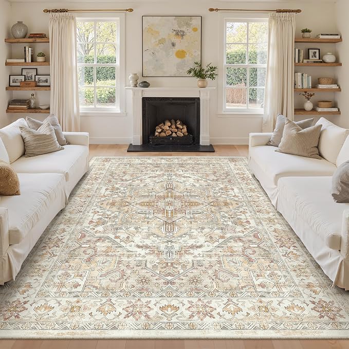 8x10 Area Rugs for Living Room, Large Washable Rug, Dining Room, Low Pile by Zesthome