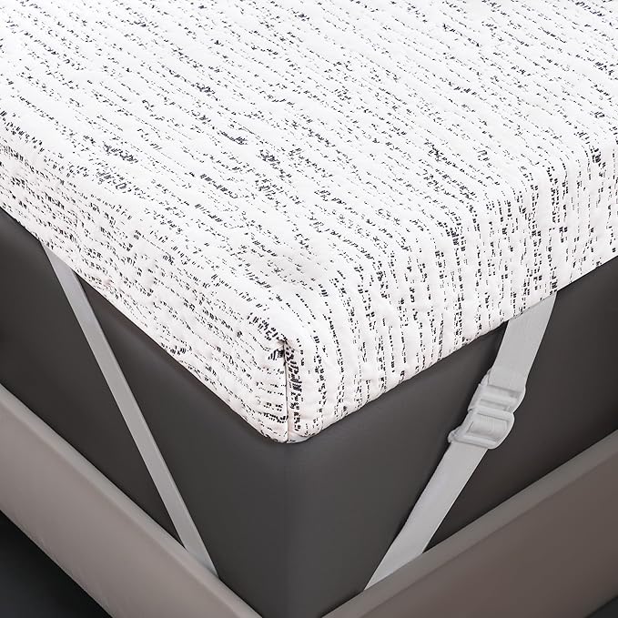 Subrtex Cooling Mattress Topper Cover Full Size 2 Inch (Only Cover) Mattress Topper Protector Bedding Removable Mattress Encasement with Zipper Closure