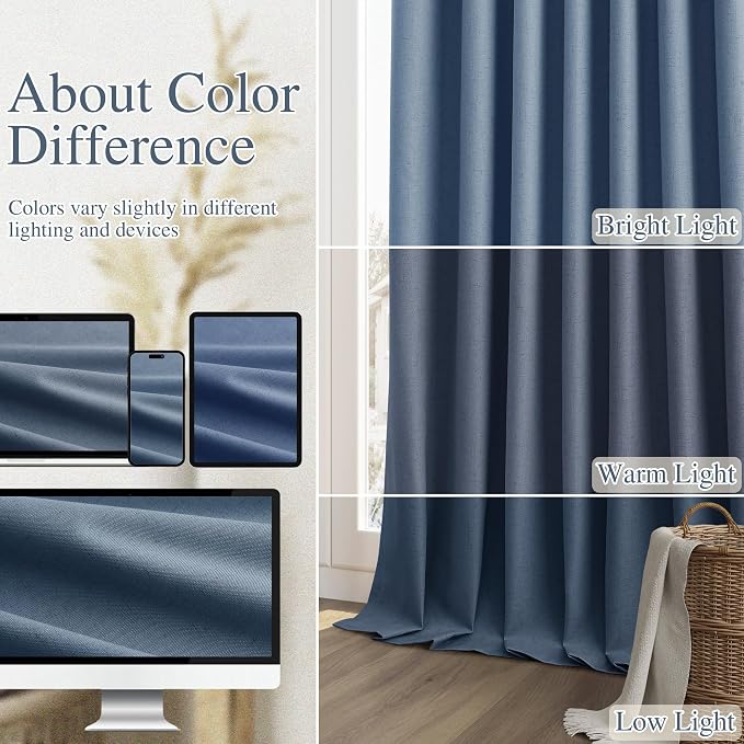 100% Blackout Curtains 90 Inch Length 2 Panels Set - Image 7