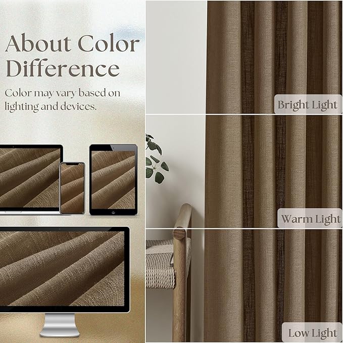 Extra Wide 102 Inch Long Pleat Curtains 70 Inch Wide Dutch Cocoa | Pinch Pleat - Image 5
