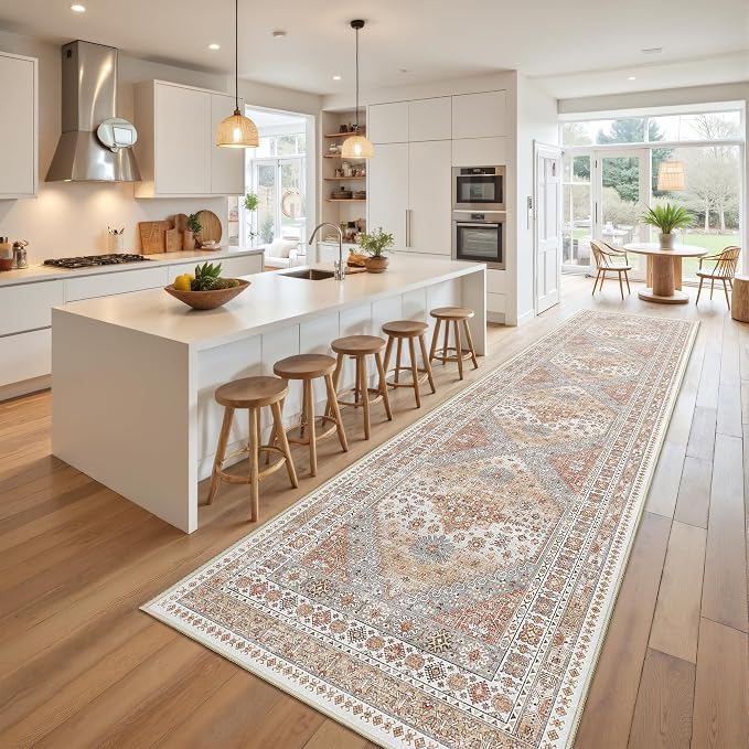 2.5x10 Kitchen Runner Rug Non Slip Vintage Washable Rugs, Carpet Runner by Restydon