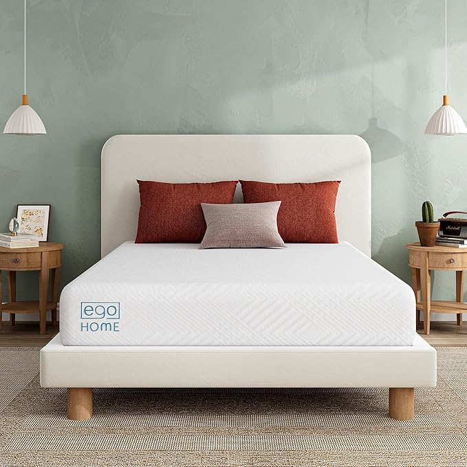 EGO White 12 inch Full Memory Foam Mattress, Gel Green Tea Mattress Bed in a Box, Made in USA, CertiPUR-US Certified, Double Mattress, 54"×75", Medium Firm