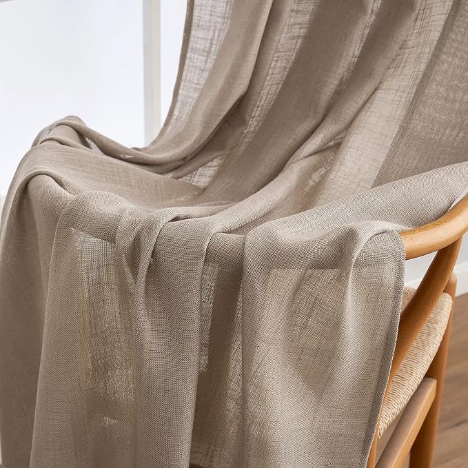 MIULEE Taupe Linen Curtains 42x84 Inch Length 2 Panels - Image 6