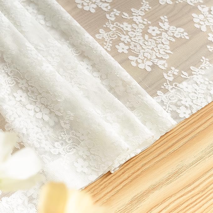 YJ YANJUN Vintage Lace Curtains 63 Inches Length- Elegant Victorian Floral - Image 6
