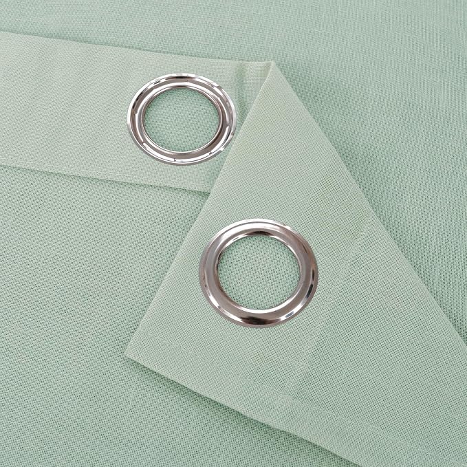 YoungsTex Light Green Linen Semi Sheer Curtains 45 Inch Length, Short Drapes - Image 8