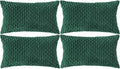 Set of 4 Dark Green Decorative Throw Pillow Covers 12x20 Inch Corduroy Pillow by Cozoomy