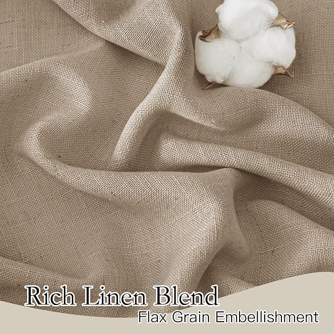 RYB HOME Farmhouse Boho Linen Sheer Curtains 90 inches Long - Image 2