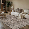 3x5 Coffee Brown Vintage Floral Washable Area Rug by HUGEAR