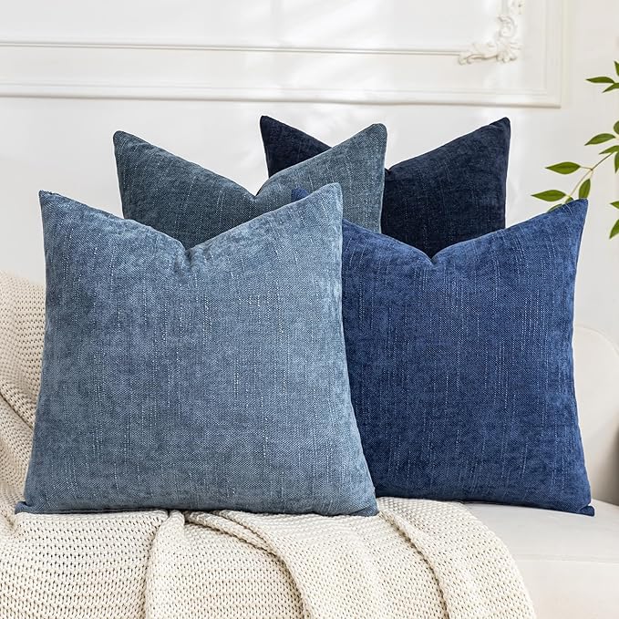 Set of 4 Soft Textured Decorative Throw Pillow Covers 22x22 Inch Cozy Farmhouse by Cozoomy