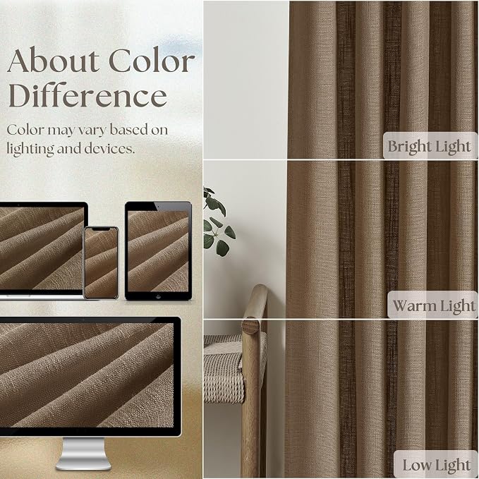 Linen Pleat Semi Sheer Dutch Cocoa Memory Training Curtains 100 Inches Long | - Image 5