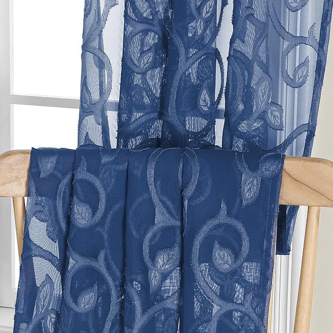 Furman Blue Sheer Curtains 54 Inch Length 2 Panels Set - Image 7