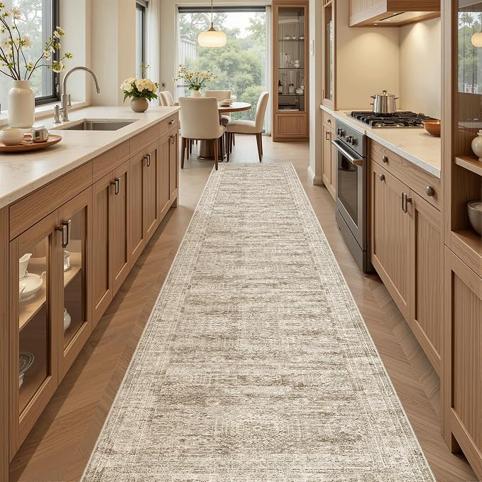 Soalmost Runner Rug 2x10 Washable Non-Slip Hallway Kitchen Runners Brown | - Image 2