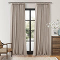 Burlywood Greige Pinch Pleated 100% Blackout Linen Curtains 86 Inch Length | by Twodrapes