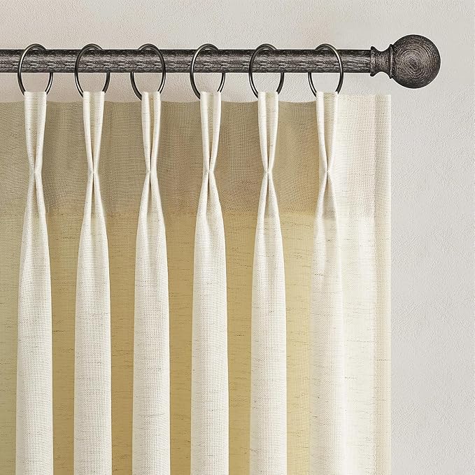 Topfinel 102 Inch Curtains 2 Panels Set, Two Packs Pinch Pleat Back Tab Linen by Topfinel