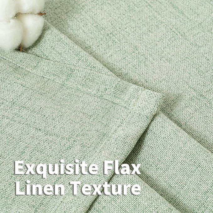 YoungsTex Sage Green Curtains, Linen Semi Sheer Drapes 84 Inch Long 2 Panel | - Image 4