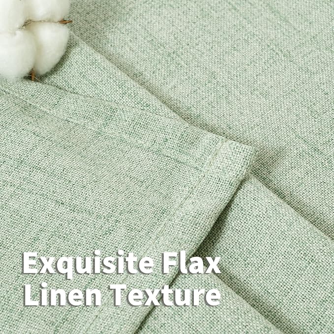 YoungsTex Sage Green Linen Curtains 48 Inch Length - Image 4