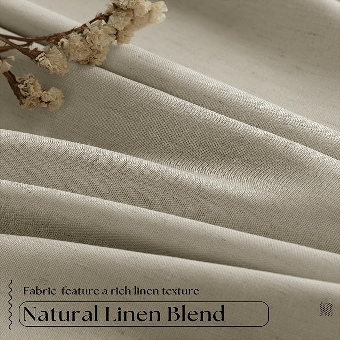 Extra Wide Burlywood Birch Pleated Blackout Linen 60 x 96 Inch Curtains | 100% - Image 4