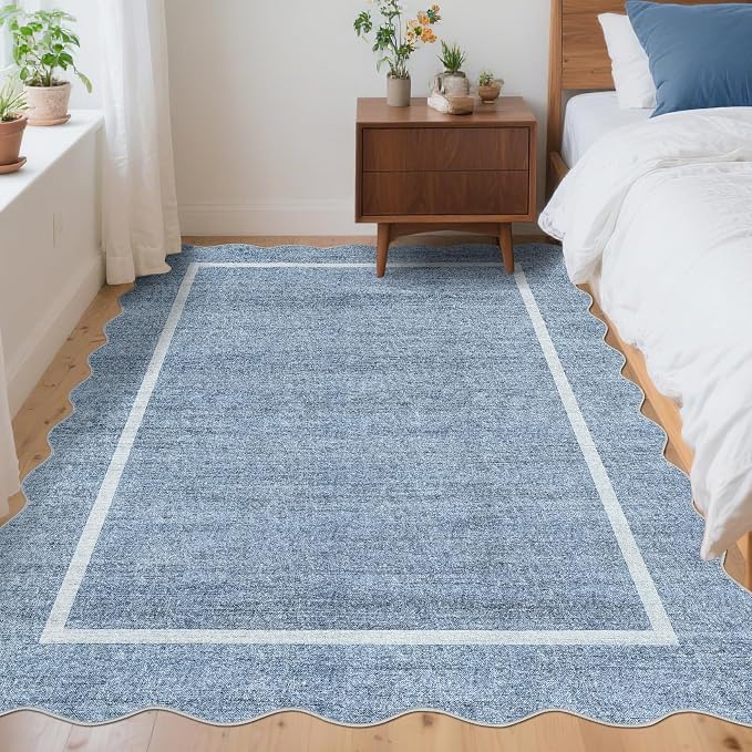 GarveeHome Scalloped Washable Rug 4x6, Non-Slip Entryway Rug, Bordered - Image 2
