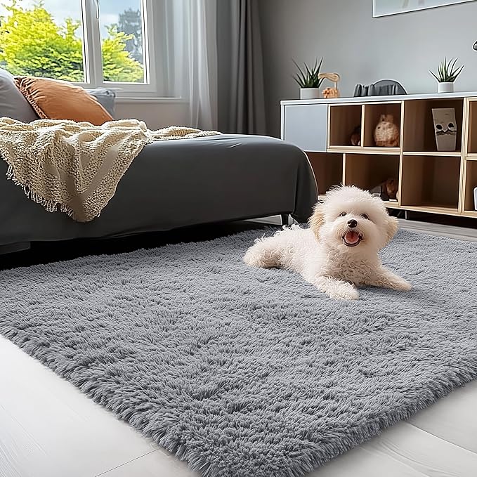 OLANLY 4x5 Machine Washable Accent Rug, Soft Fluffy Shaggy Area Rug by OLANLY