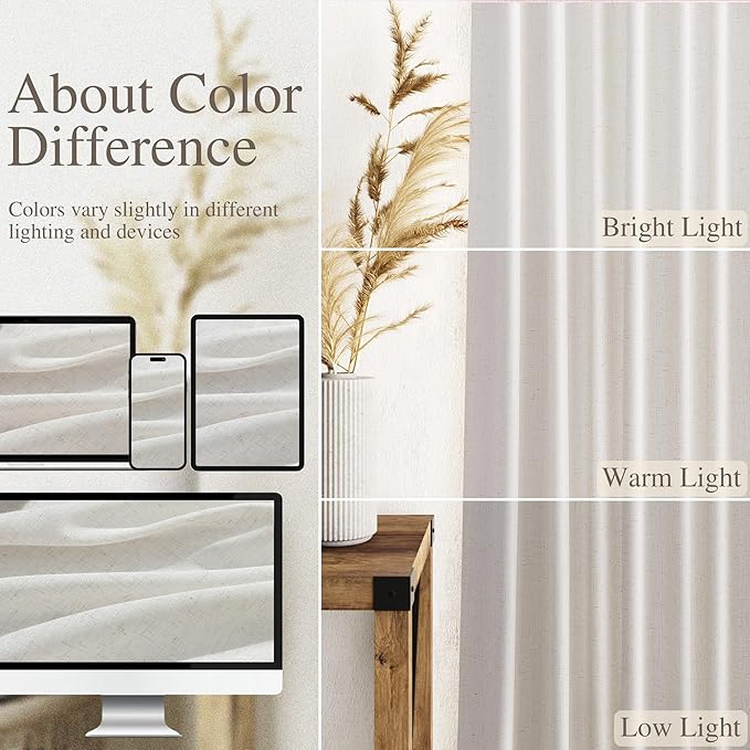 Natural Linen Curtains 108 Inches Long - Image 3