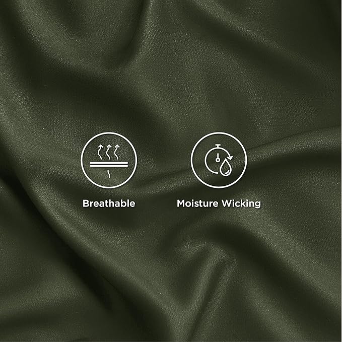 Bedsure King Size Sheets Set, Cooling Sheets for Hot Sleepers, Rayon Derived from Bamboo, Breathable & Soft, Deep Pocket Up to 16 Inches, Hotel Luxury Silky Bedding, Olive Green