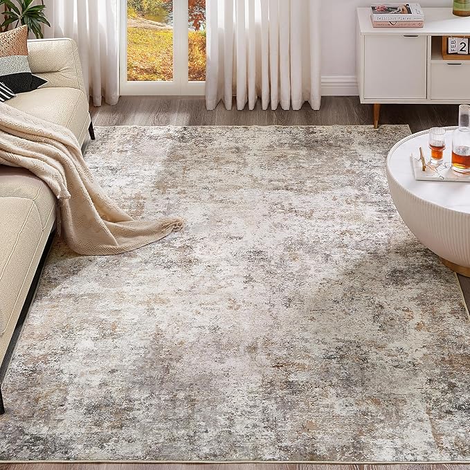 UERMEI 5x7 Area Rug Living Room Rugs Washable Neutral Brown Grey Carpet | by UERMEI