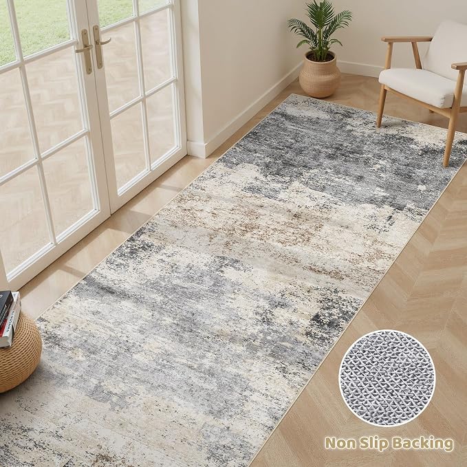 LOONGRUG Runner Rug 2x6 Washable Non-Slip Kitchen Neutral Modern Rug | Abstract - Image 3