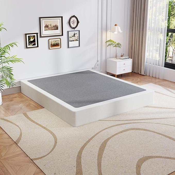 Queen Box Spring, 9 Inch Box Spring for Queen Bed, Heavy Duty Metal Frame Mattress Foundation Support for 3000lbs, Easy Assembly, Noise Free, Non Slip