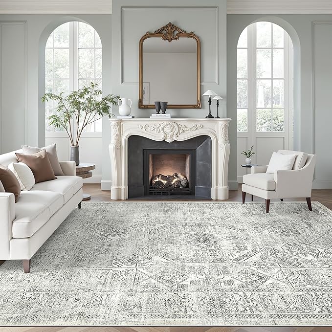 Soalmost Washable Area Rug 8x10 Large Soft Living Room Rugs Light Gray | by Soalmost