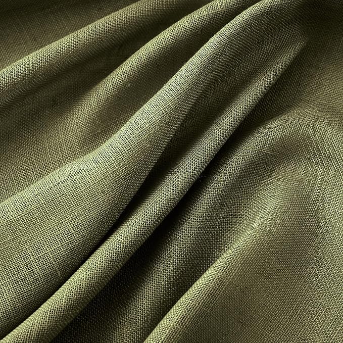 MIULEE Light Olive Green Linen Curtains 52x72 Inch Long 2 Panel - Image 4