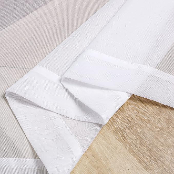 Chyhomenyc Sheer White Curtains 24 Inch Length Set | Small Window Curtains - Image 7