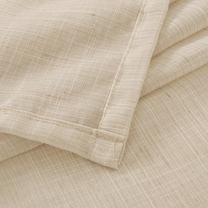 BGment 40 Inch Length Burlap Tan Linen Curtains - Image 8