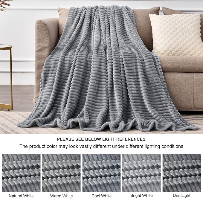 BEDELITE 3D Ribbed Jacquard Grey Full Size Blankes - Image 7
