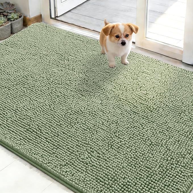 OLANLY Dog Door Mat for Muddy Paws 48x30, Super Absorbent Chenille Mud Mat | by OLANLY