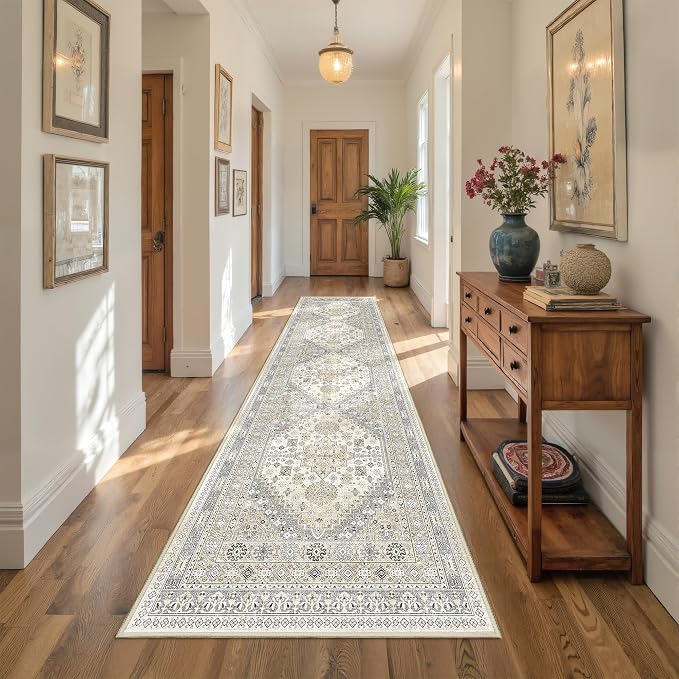 2.5x10 Kitchen Runner Rug Non Slip Vintage Washable Rugs, Carpet Runner - Image 5