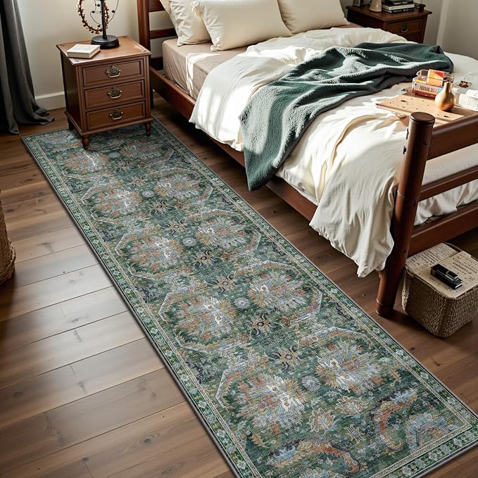 2x8 Hallway Runner Rug, Washable Vintage Retro Long Runner Rugs - Image 4