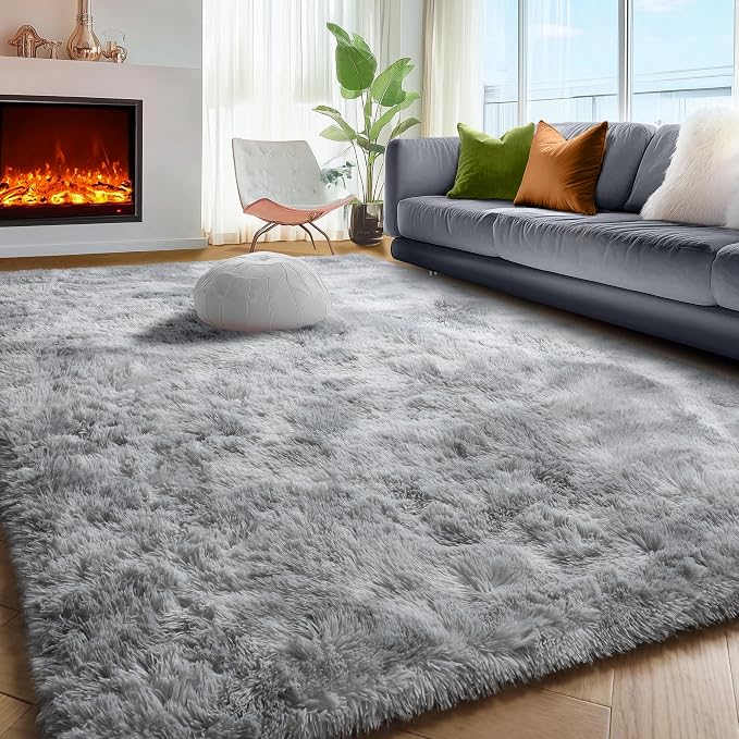 Abstract Shaggy Washable Area Rug 4x6 Plush Soft Fluffy Fuzzy Retro Carpet | - Image 6