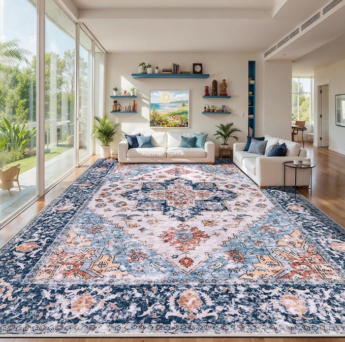 SERISSA 10x14 Washable Non Slip Boho Area Rug by SERISSAHomeDecorCollection