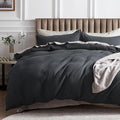 Bedsure Cotton Duvet Cover Full - 100% Cotton Waffle Weave Charcoal Duvet Cover Set, GentleSoft™ and Breathable Bedding Set for All Season, 3 Pieces, 80"x90"