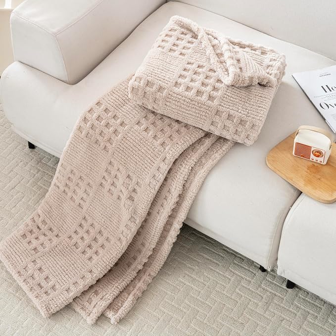 90x90 Inch Brown Waffle Queen Blanket - Image 3