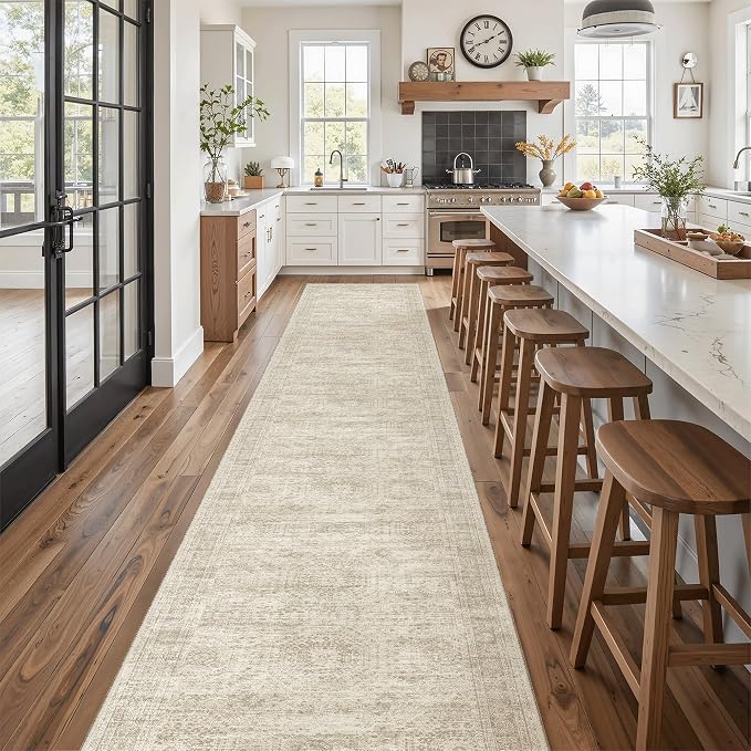 Soalmost Hallway Runner Rug 2'6" x 16' Washable Long Kitchen Rugs Beige | - Image 4