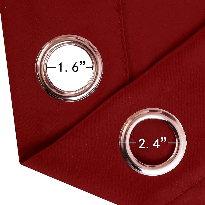 Red Blackout Curtains/52 x 63 Inch/Set of 2 Panels Room Darkening Curtains - Image 6