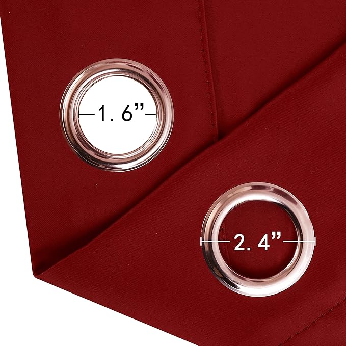 Red Blackout Curtains 34 x 63 Inch Length/Set of 2 Curtain Panels/Thermal - Image 6