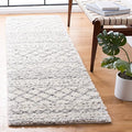 SAFAVIEH Arizona Shag Collection Runner Rug - 2'3" x 14', Ivory & Grey, Moroccan Design, Non-Shedding & Easy Care, 1.6-inch Thick, Ideal for The Living Room, Bedroom, Dining Room (ASG741F-214)