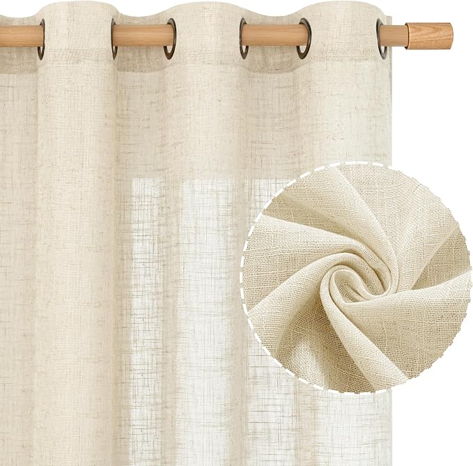 Linen Semi Sheer Curtains 72 Inches Long - Image 2